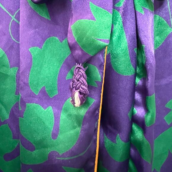 Vintage Victoria's Secret Gold Label Green Purple Satin Wrap Robe size S / M - Picture 11 of 16